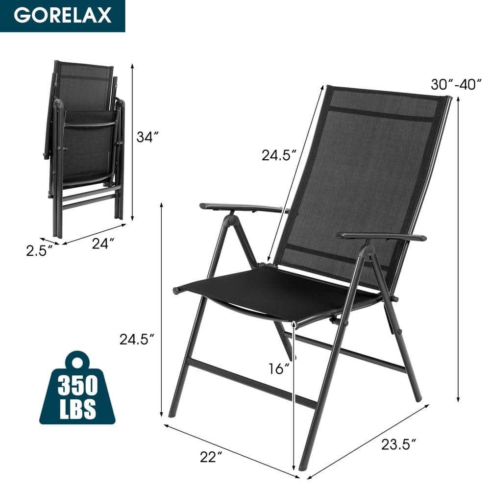 Costway Set of 2 Patio Folding Chair Recliner Adjustable  Black