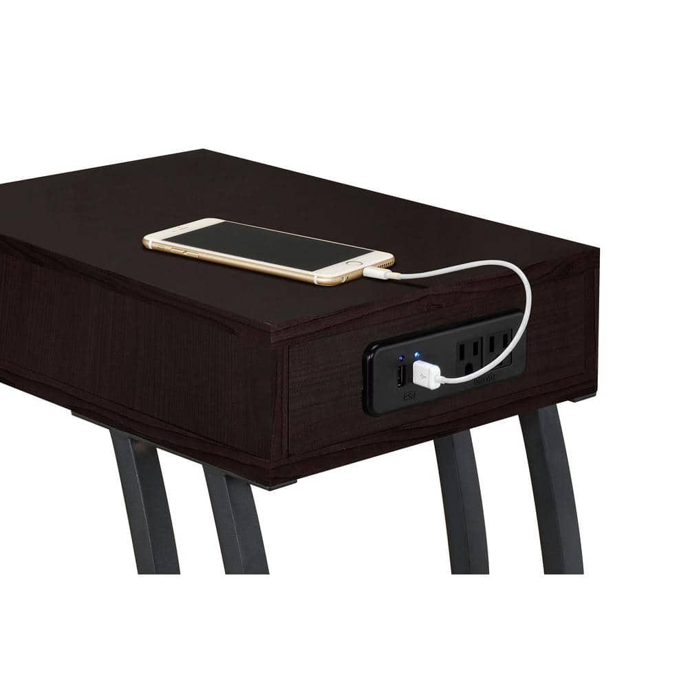 Coaster Wood 1-Drawer Accent Table with Charging Ports in Cappuccino