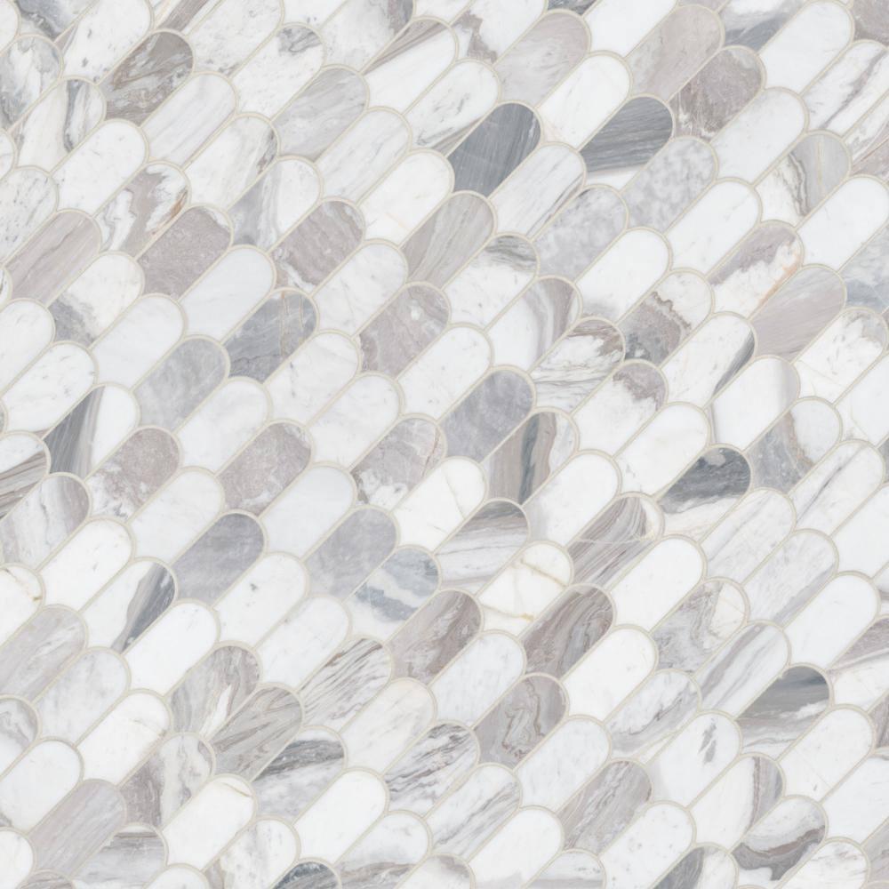 Edessa Scallop 12" x 13" Polished Marble Mosaic Floor and Wall Tile