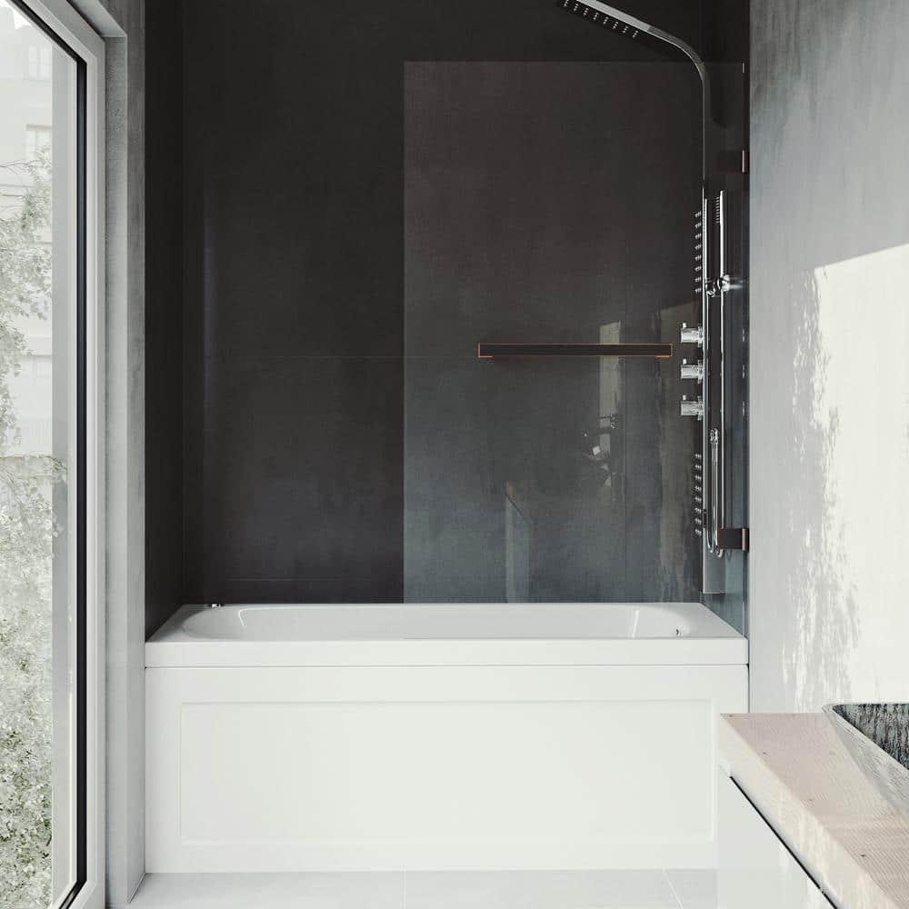 Rialto 34" W x 58" H Hinged Frameless Tub Door with with 5/16" Glass