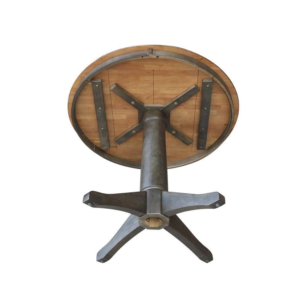 29" Dining Height Madeline Round Top Pedestal Table Hickory Brown - International Concepts: Solid Wood, Kitchen, Non-Extension