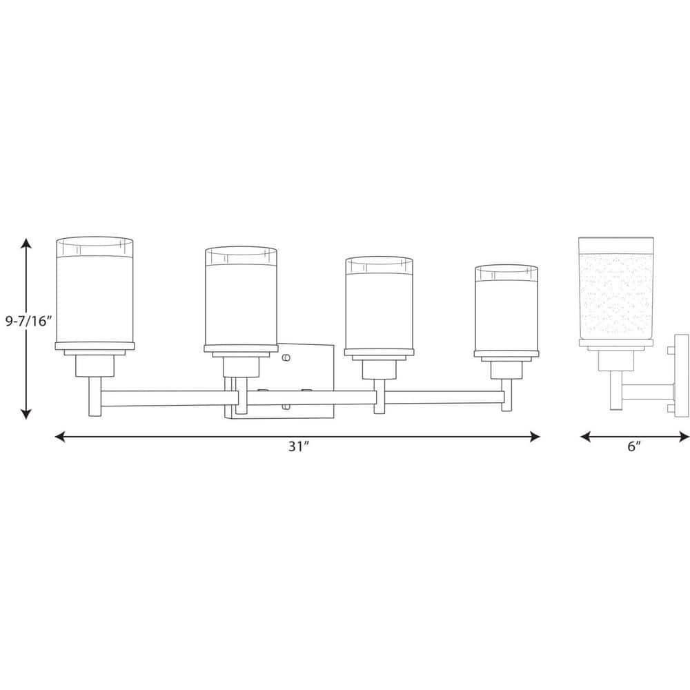 Progress Lighting Alexa Collection 4-Light Bath Fixture, Brushed Nickel, White Linen Glass Shade