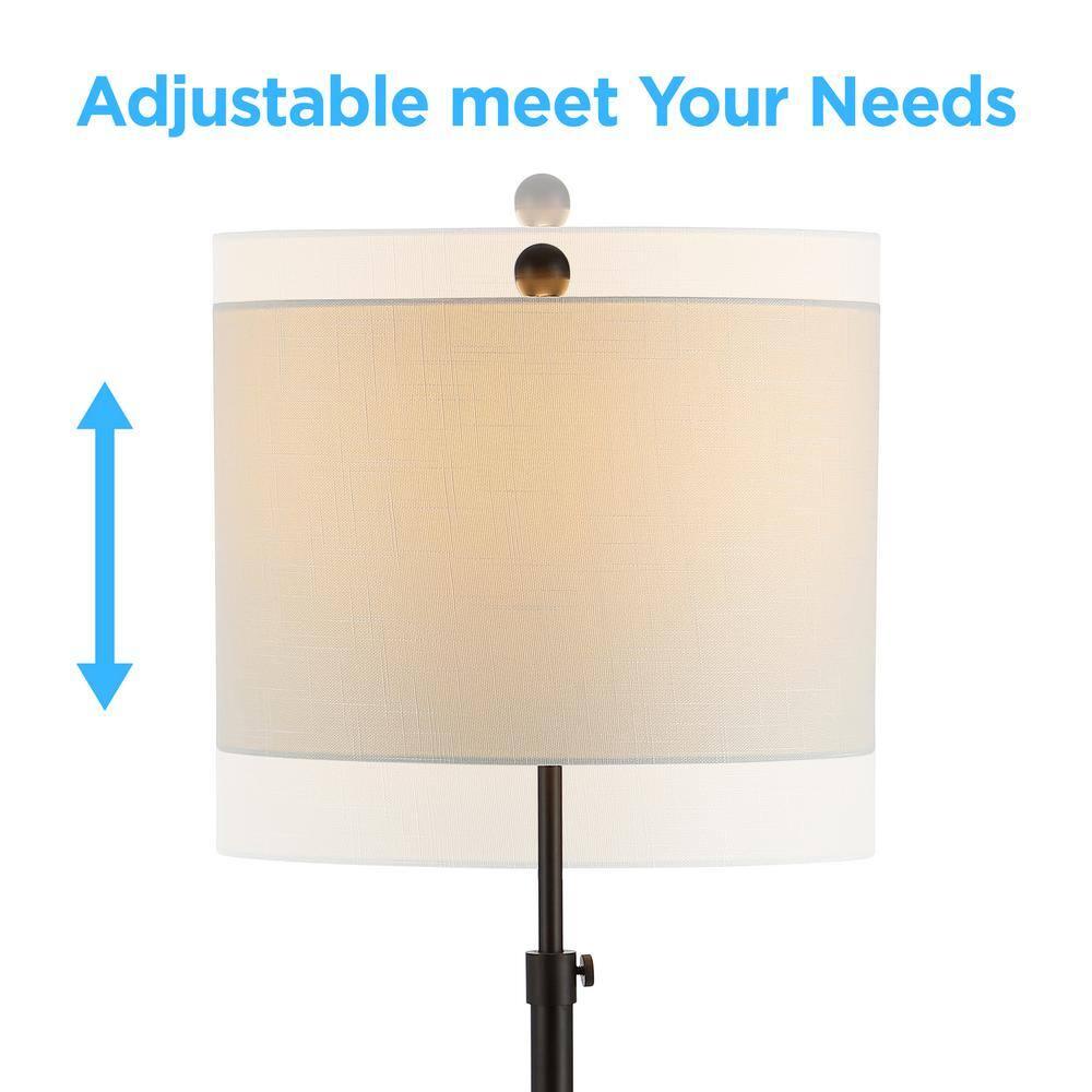 JONATHAN  Y June Metal/Marble Adjustable Modern Glam 66-in Oil Rubbed Bronze Shaded Floor Lamp