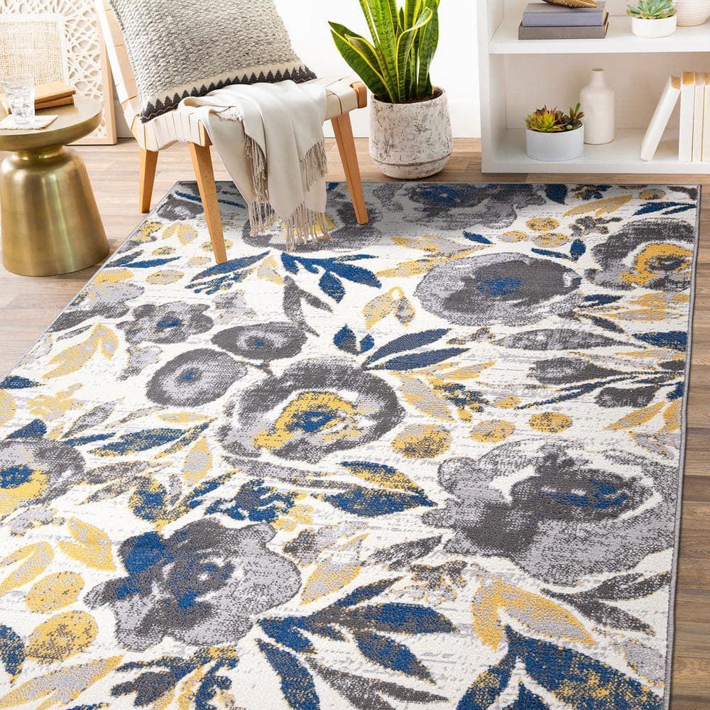 World Rug Gallery Vintage Modern Floral Indoor Area Rug - Cream 7'10" x 10'