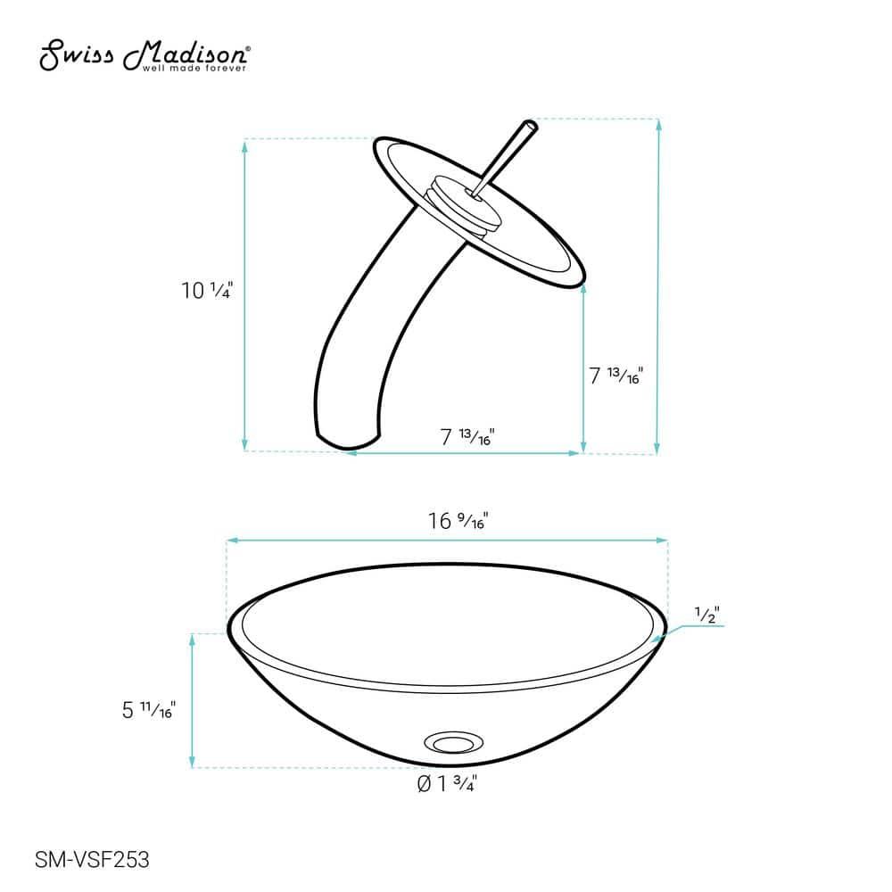 Cascade 16.5 Glass Vessel Sink with Faucet