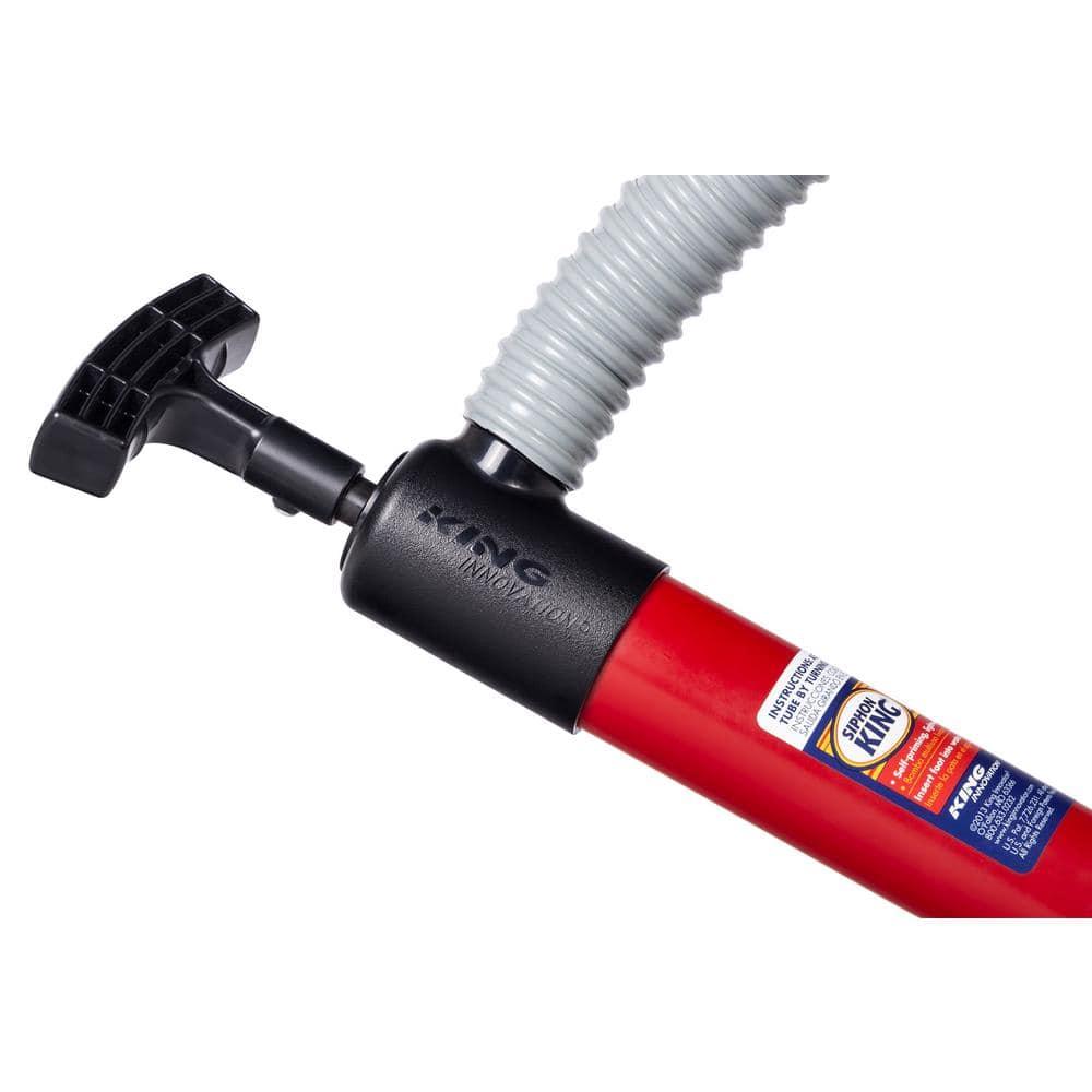 Red 36" x 72" Plastic Hand Pump Siphon with Flexible Hose