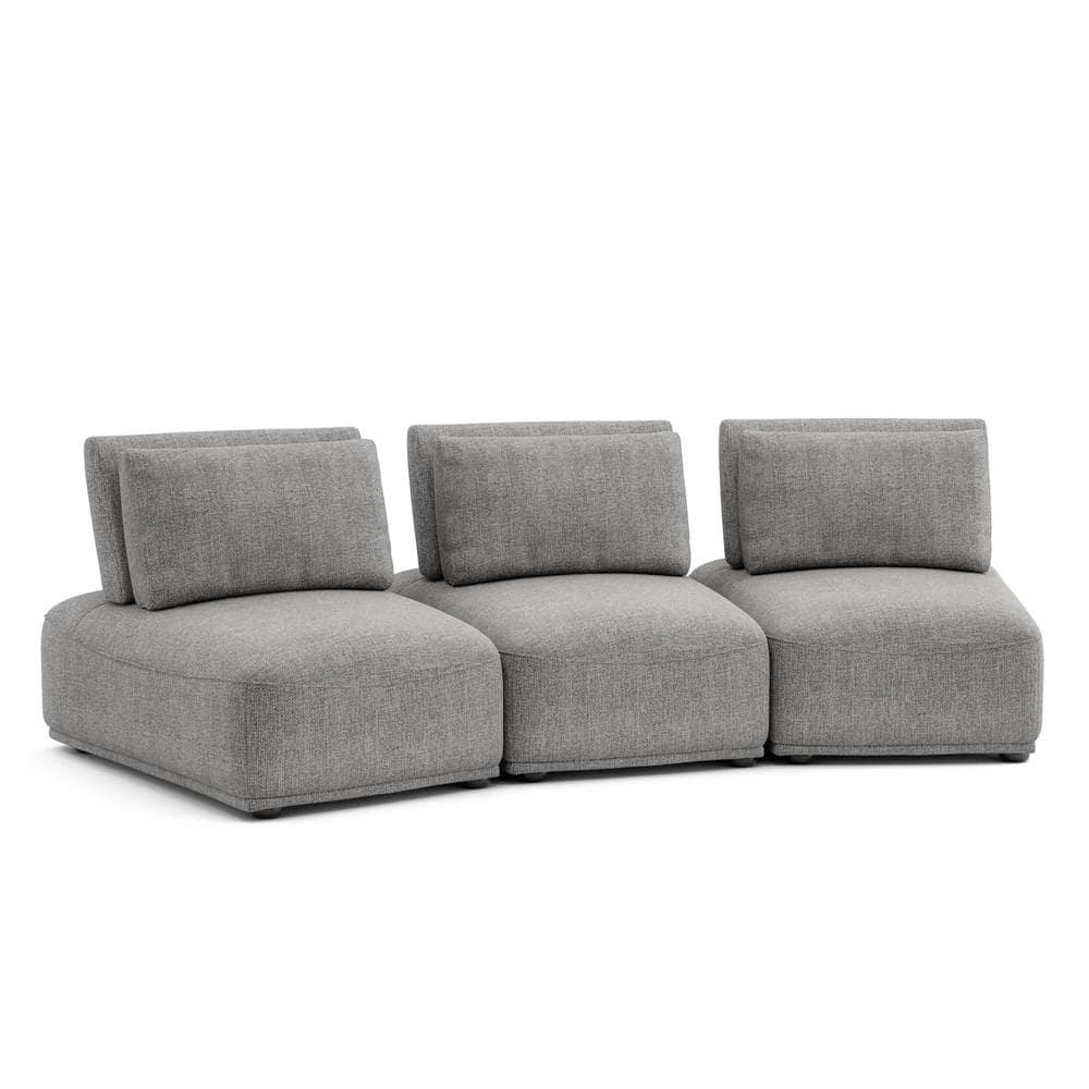 HOMES: Inside + Out Povoa Modern Modular Trapezoidal Armless Chair Chenille with Extendable Backrest Gray