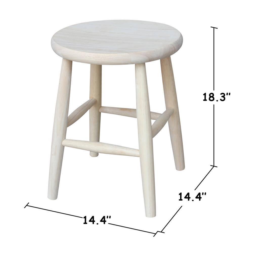Scooped Seat Counter Height Barstool Brown - International Concepts: Solid Parawood, Kitchen, Unfinished