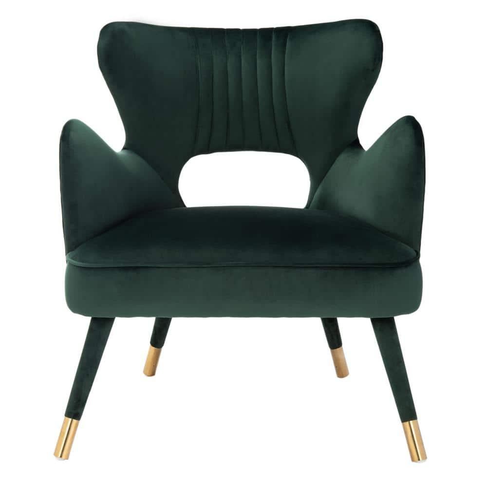 Blair Wingback Accent Chair - ACH4504 - Forest Green/Gold - Safavieh