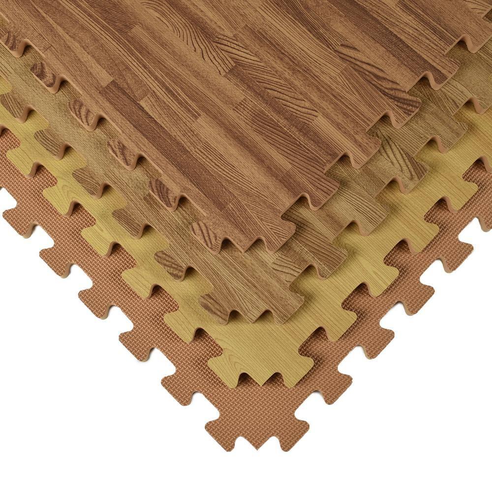 Greatmats Wood Grain Interlocking Wood Look Reversible Foam Tiles 1/2 Inch x 2x2 Ft. Light Wood/Tan 15 Pack