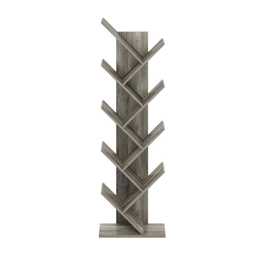 Furinno Tree Bookshelf 9-Tier Bookcase Floor Standing Book Rack Display Stand,French Oak