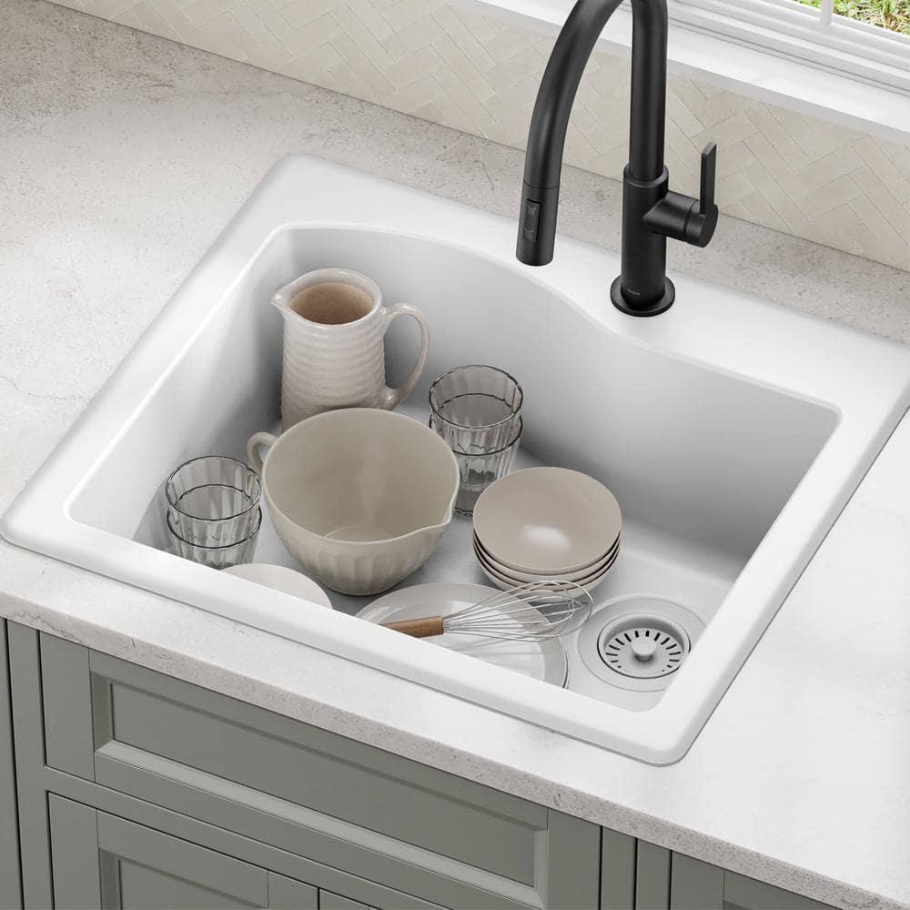 KRAUS Quarza™ 25" L Dual Mount Single Bowl Granite Kitchen Sink