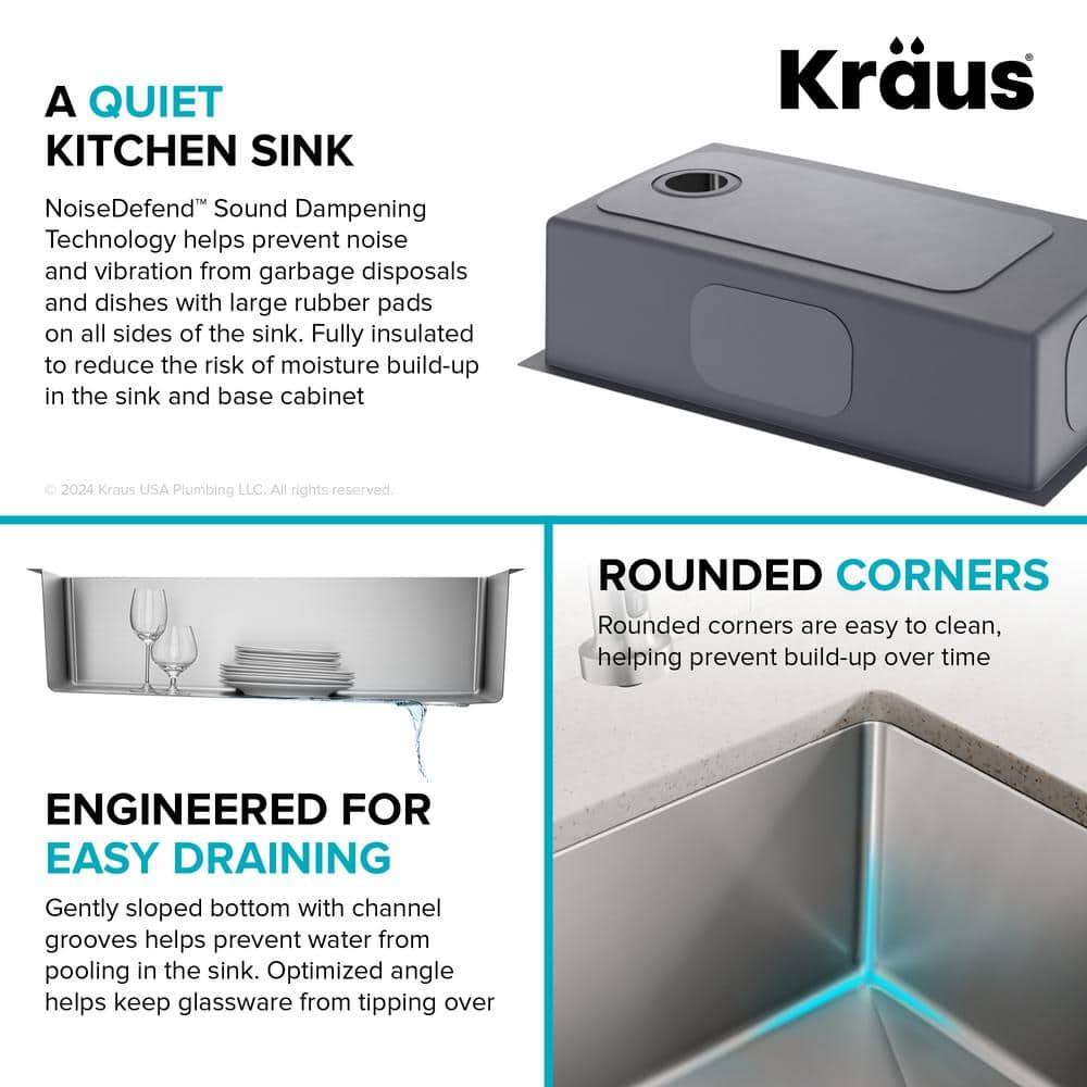KRAUS Fairlane Undermount 18-Gauge Stainless Steel Kitchen Sink