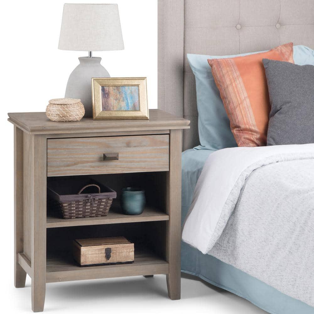 Simpli Home Artisan 24"W Solid Wood Nightstand with Drawer and Shelves