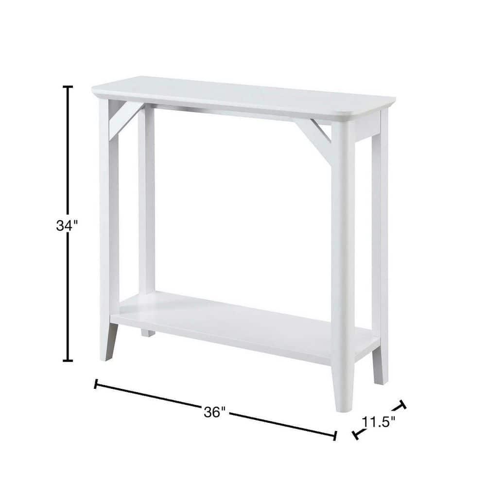Convenience Concepts Winston Hall Table with Shelf in White Wood Finish
