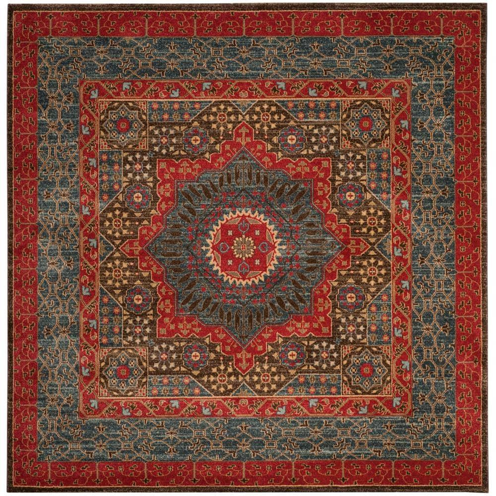 Mahal MAH620 Power Loomed Indoor Area Rug - Navy/Red - 5'1"x5'1" - Safavieh.