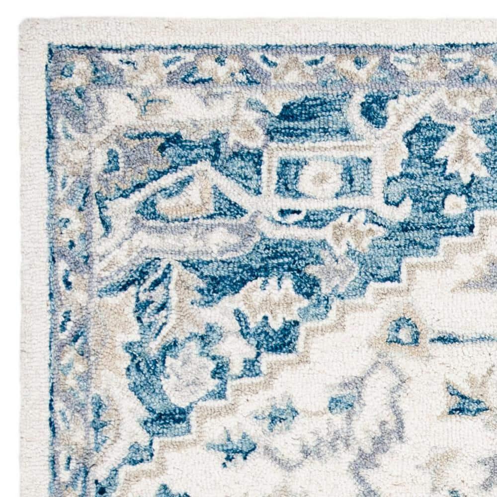 Micro-Loop MLP503 Hand Tufted Area Rug - Ivory/Navy - 5'x5' - Safavieh.