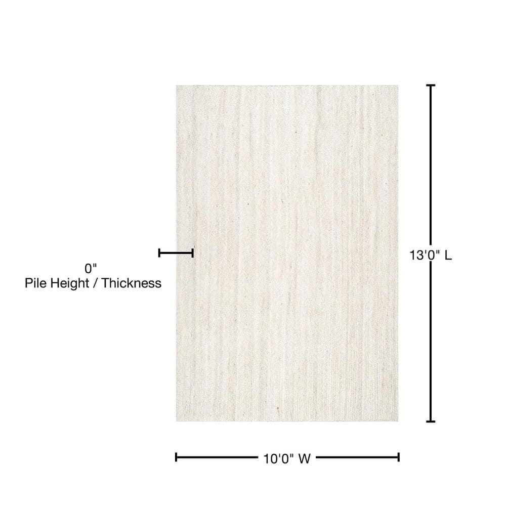 Nuloom 10x13 Rigo Jute Hand Woven Indoor Area Rug, Off White, Solid Farmhouse Design, Natural Fiber Bedroom, Living Room, Kitchen,