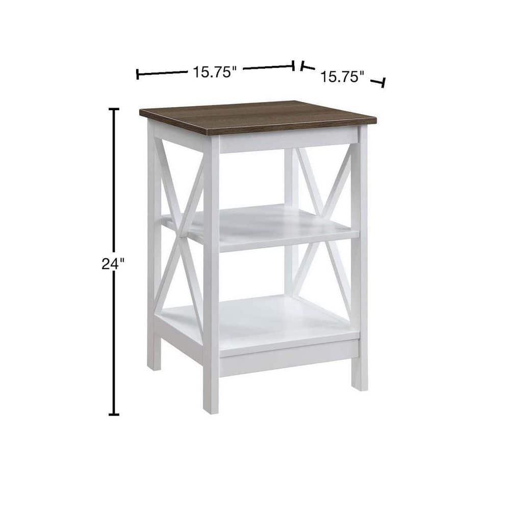 Xavier End Table with Open Shelves Driftwood/White