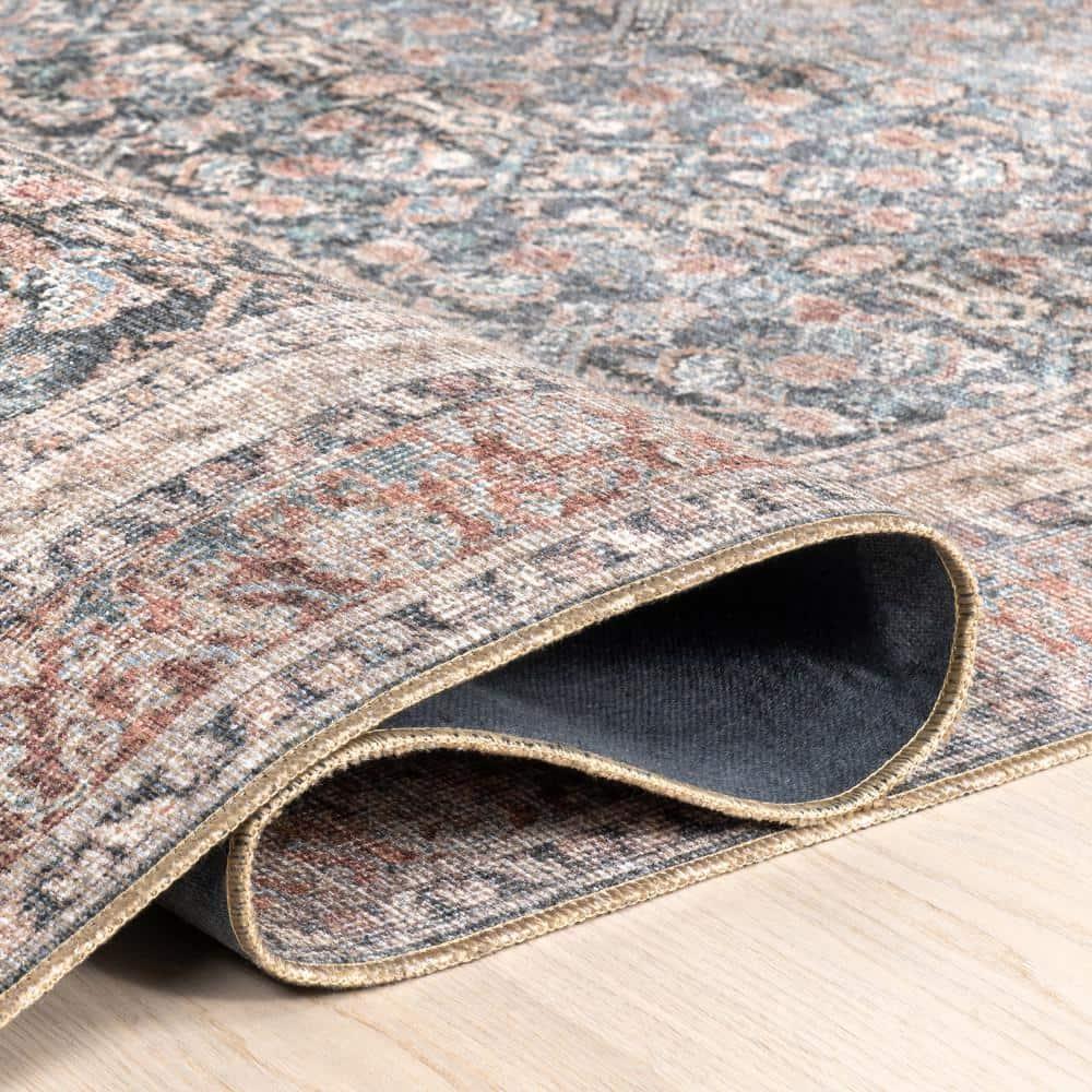 Nuloom Hillstone Collection Elfrieda Traditional Vintage Medallion Area Rug, 4' x 6', Light Beige