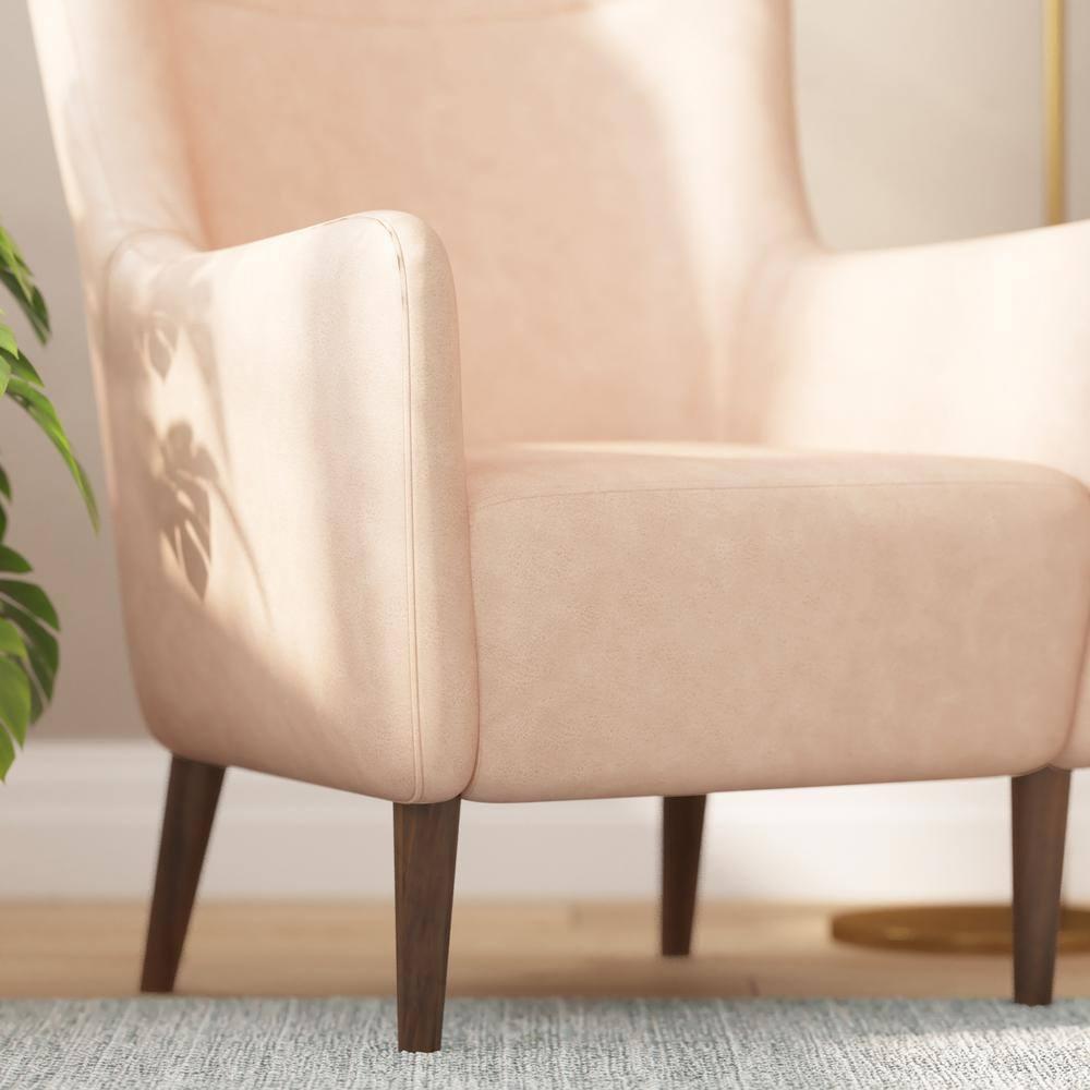 Taylor & Logan Reggie Wingback Chair: Faux Leather, Wood Frame, 300 lbs Capacity