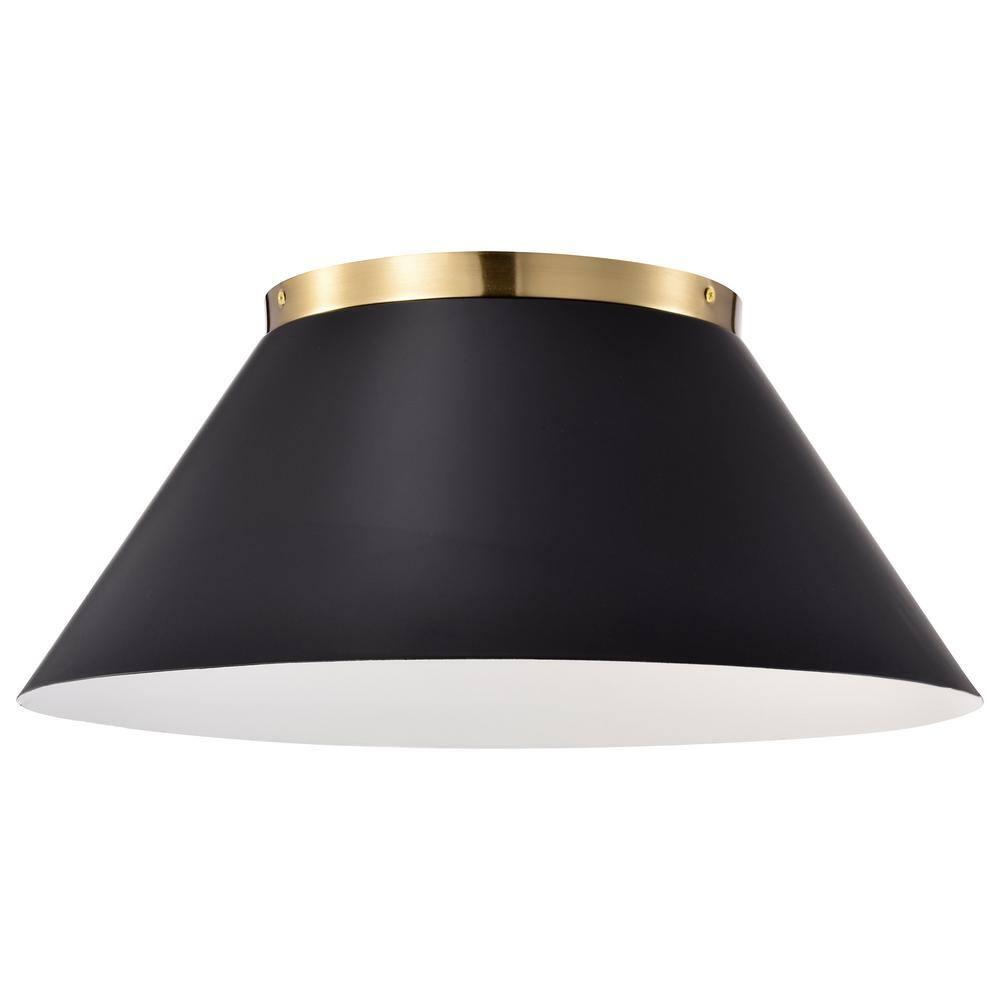 Nuvo Lighting Dover - 3 Light - Large Flush Mount - Black with Vintage Brass