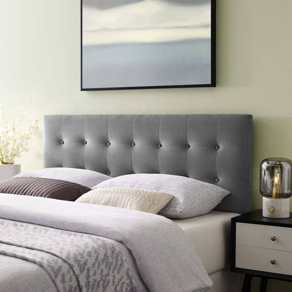Modway Full Emily Tufted Performance Velvet Headboard Gray: Padded, Adjustable, Wood Frame Mounted