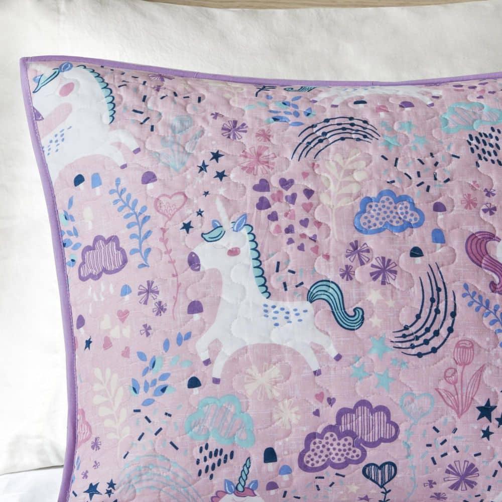 Urban Habitat Kids Lola Unicorn Reversible Cotton Quilt Set with Throw Pillows