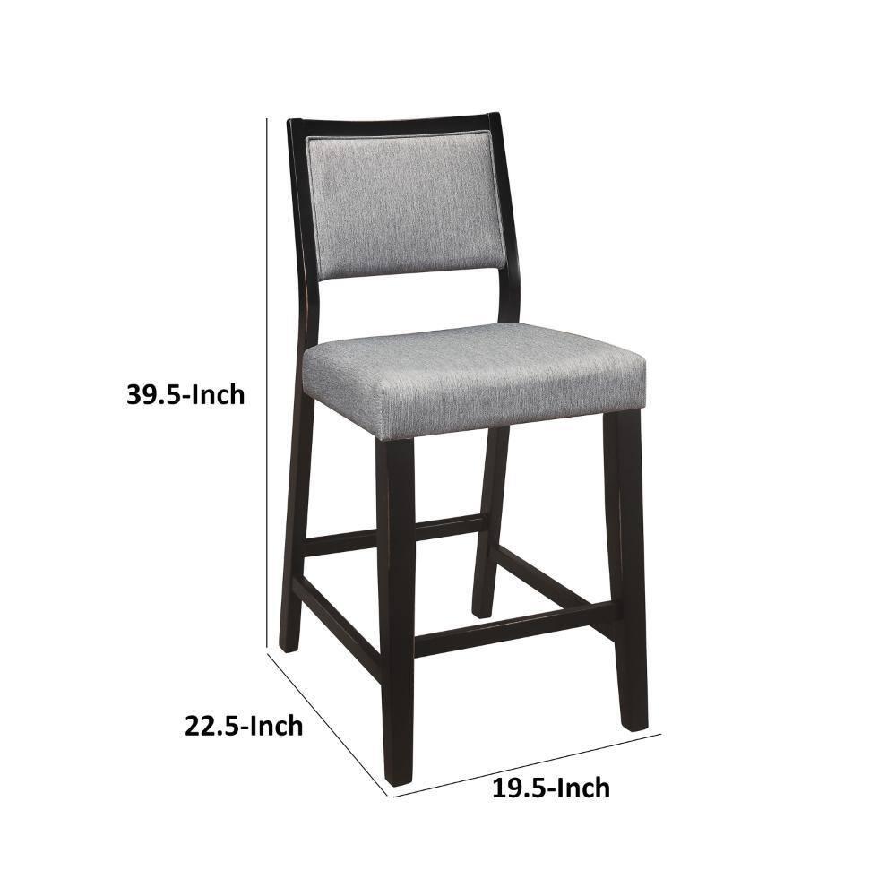 23 in. Tim Counter Height Chair with Polyester Upholstery - Wood - Gray & Black