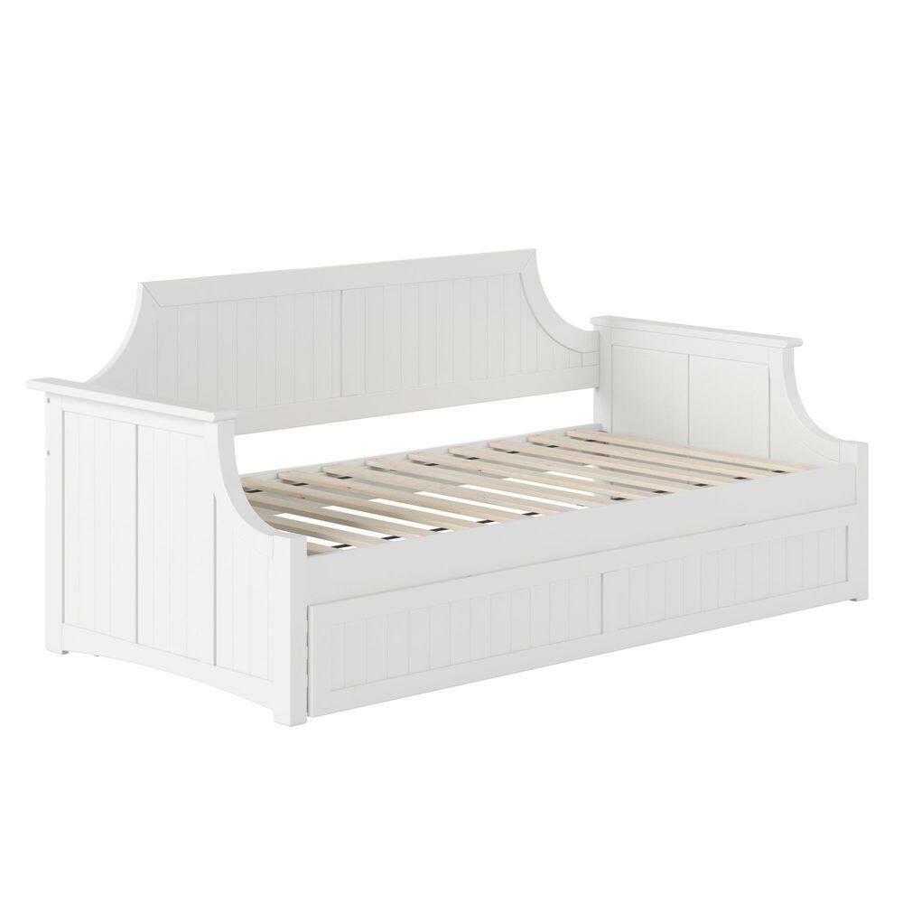 AFI Cambridge Twin Wood Daybed with Twin Size Trundle in White