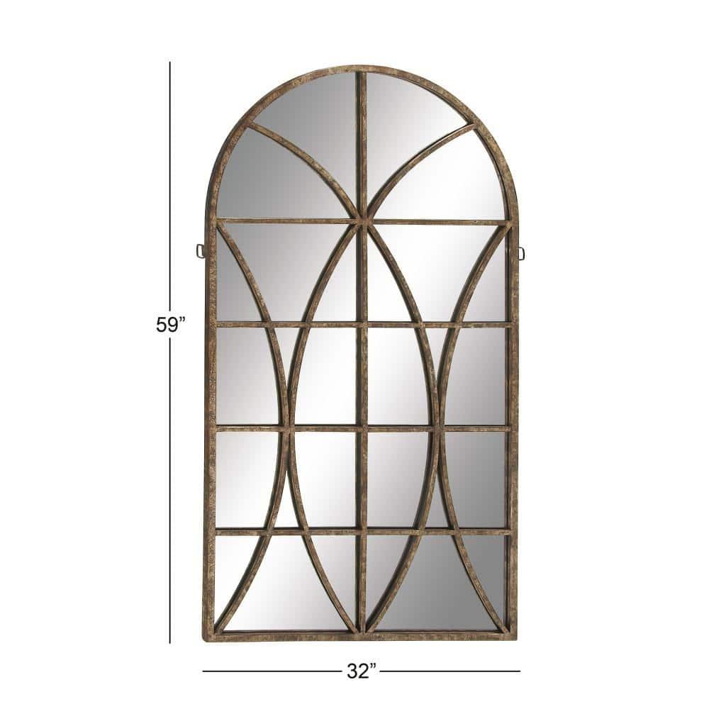 One Allium Way® Metal Window Pane Inspired Room Wall Mirror with Arched Top