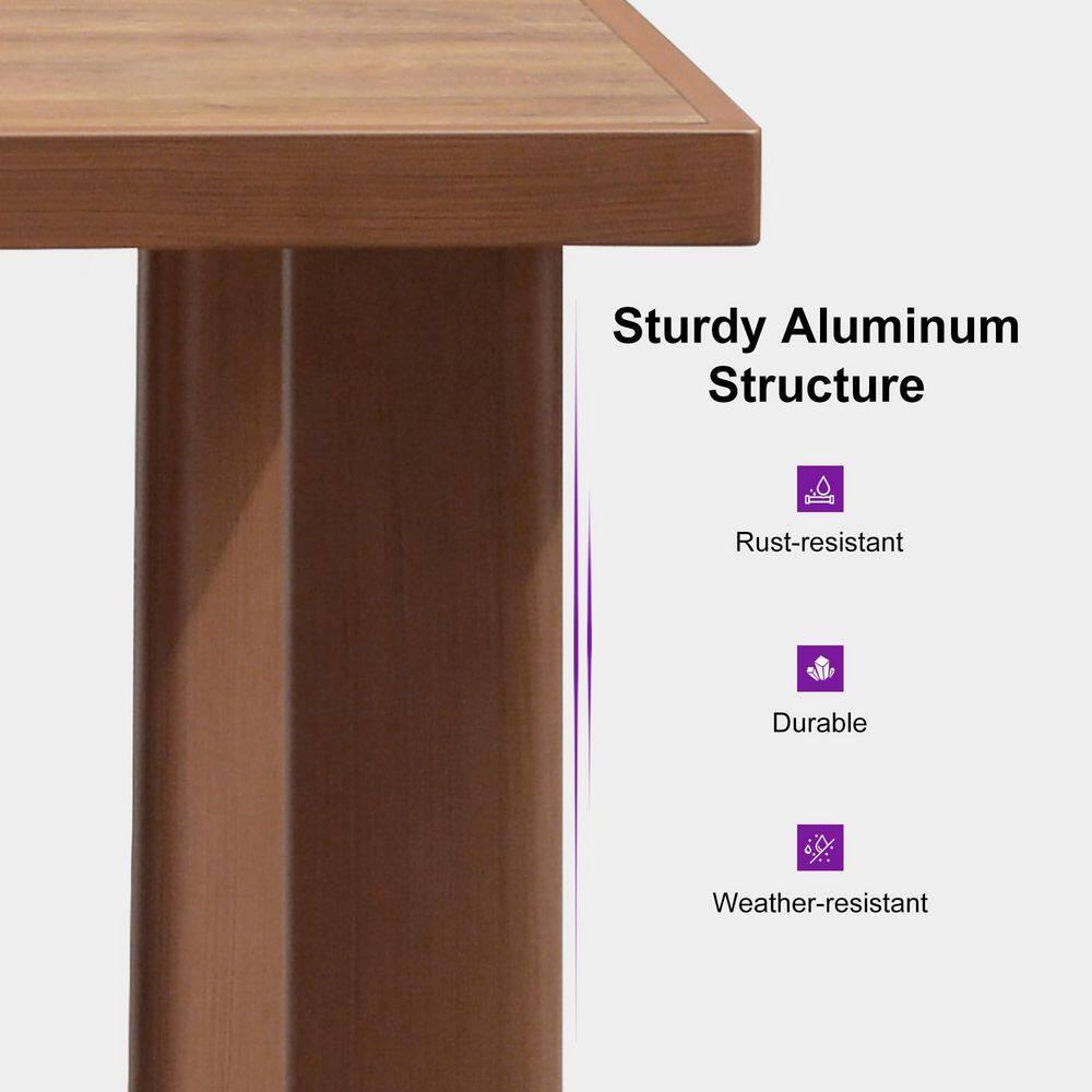 PURPLE LEAF 7 Pieces Patio Dining Set Aluminum Rectangular Table and Wicker Chairs with Cushions for Kitchen Porch Garden Modern Outdoor Furniture Sets, Beige and Dark Grey