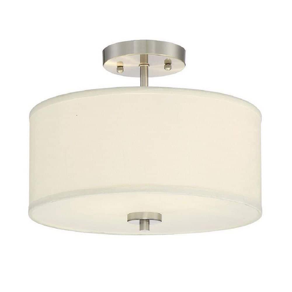 Trade Winds 2-light Drum Semi-flush In Brushed Nickel