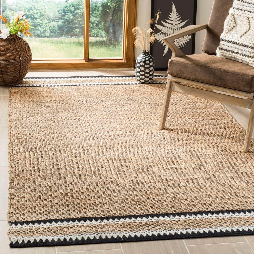 Natural Fiber NF874 Hand Woven Indoor Area Rug - Natural/Black - 7'x7' - Safavieh