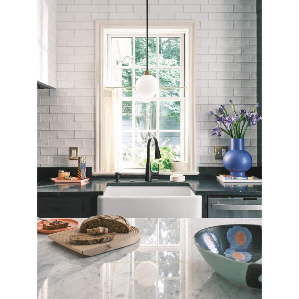 Moen 87627EIBL Haelyn Single-Handle Pull-Down Sprayer Kitchen Faucet with ColorCue Temperature Indicator, Matte Black