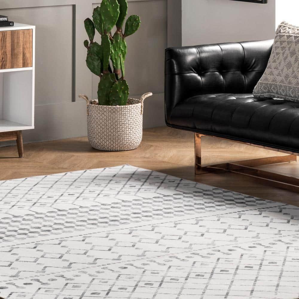 Nuloom Blythe Trellis 8x10 Machine Washable Indoor Area Rug for Living Room Bedroom Dining Room Kitchen, Grey/Off White