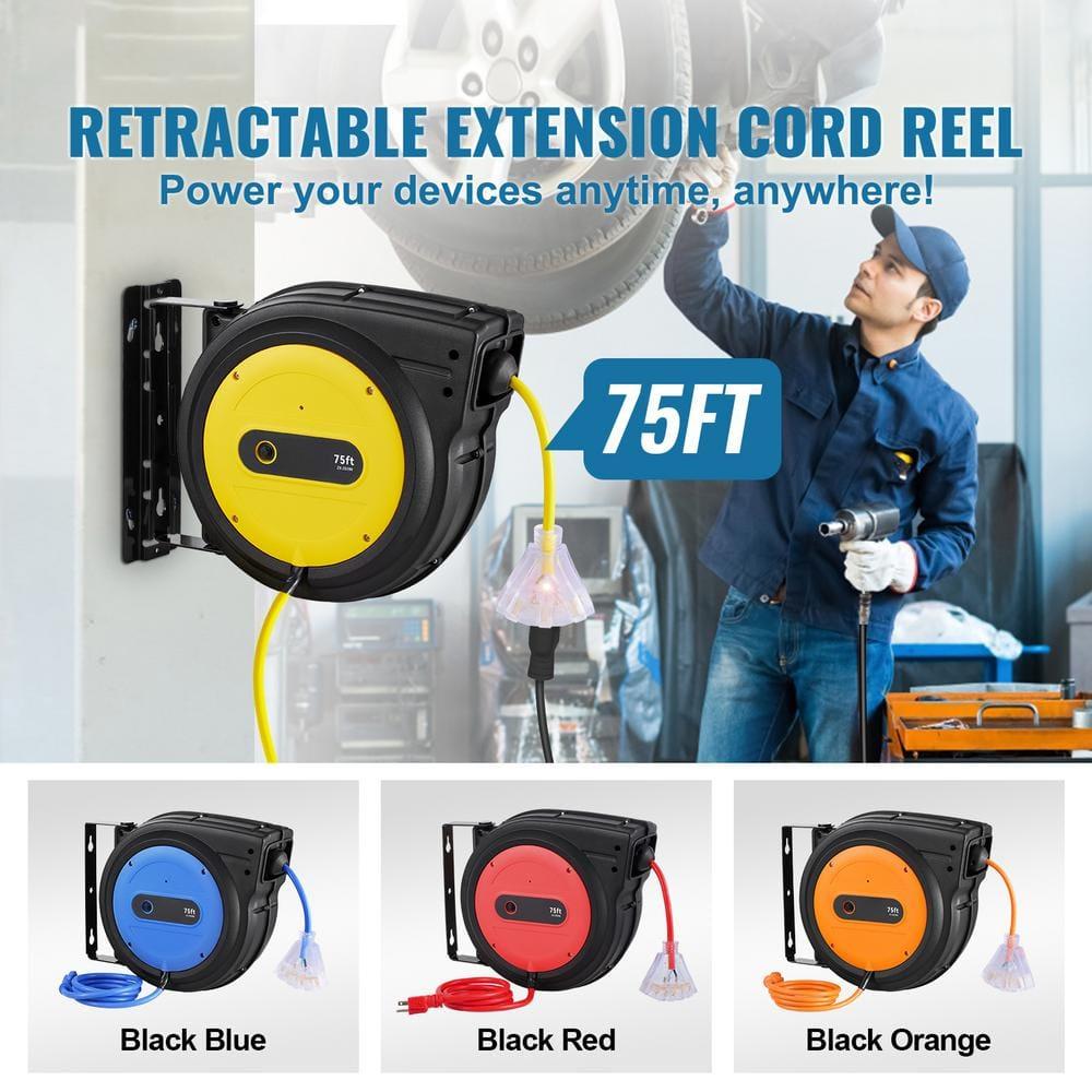 Retractable Extension Cord Reel Power Cord Reel 75FT