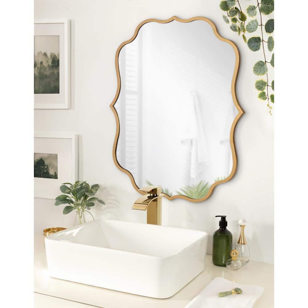 24" x 30" Higby Framed Wall Mirror Gold - Kate & Laurel All Things Decor: Scalloped, Decorative, Modern Style