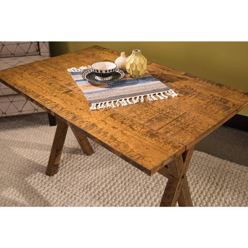 OSP Home Furnishings McKayla Flip Top Table in Distressed Brown Finish