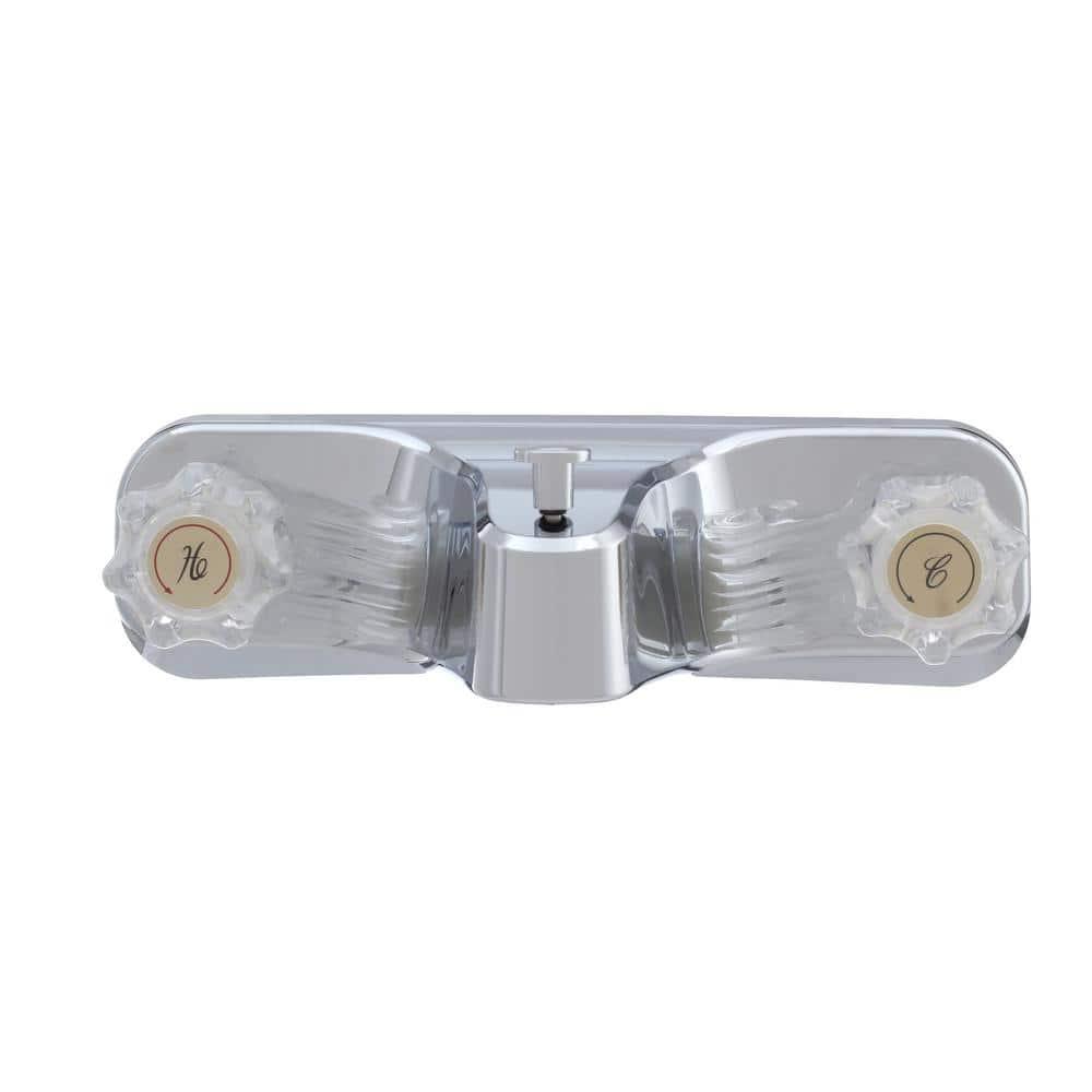 Danco Mobile Home RV Tub Shower Center-Set Faucet, 8 inch, 2-Handle, Chrome with Clear Acrylic Handles (33156X)