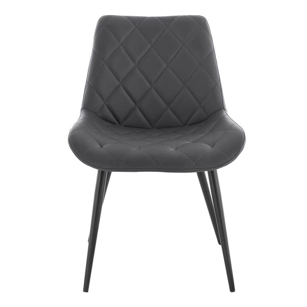 Armen Living Loralie 17" Faux Leather Dining Chair in Gray/Black (Set of 2)