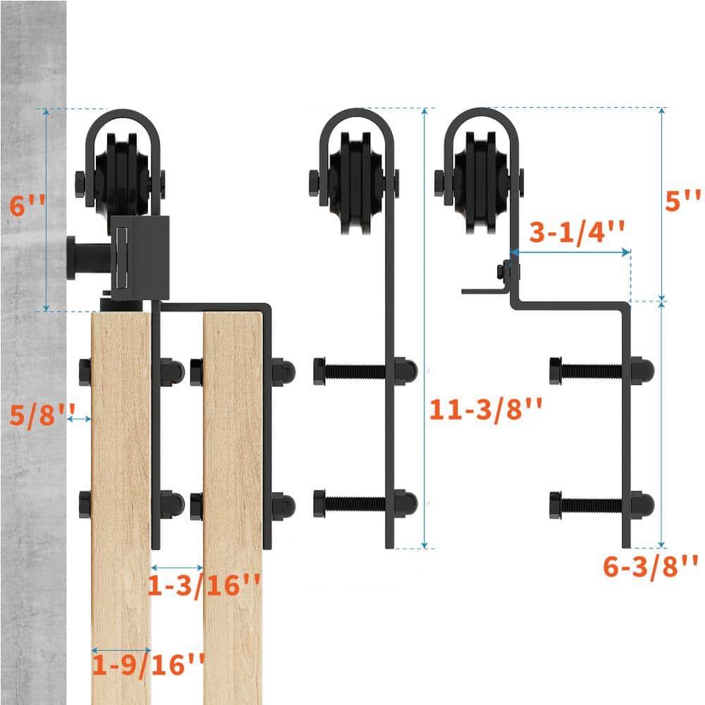 Lazio Steel Double Door Barn Door Hardware Kit Single Bypass
