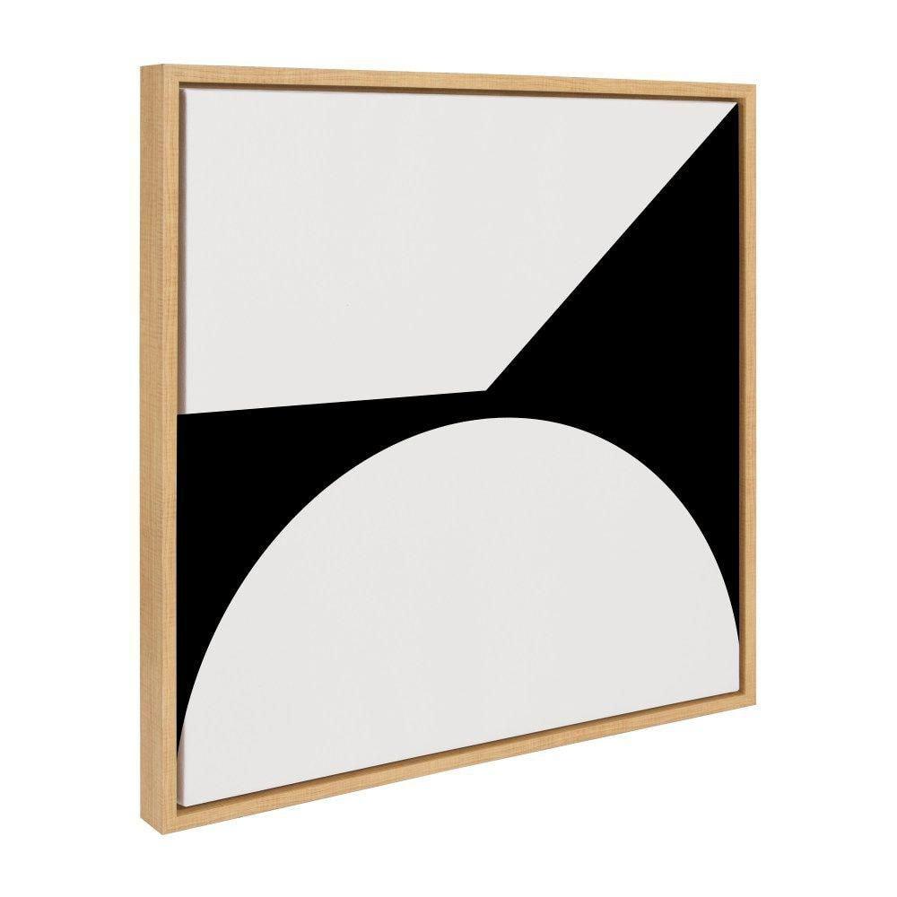 Kate and Laurel Sylvie Minimal Max Mod I Framed Canvas Wall Art by The Creative Bunch Studio, 22x22 Natural, Black and White Abstract Art Wall Décor