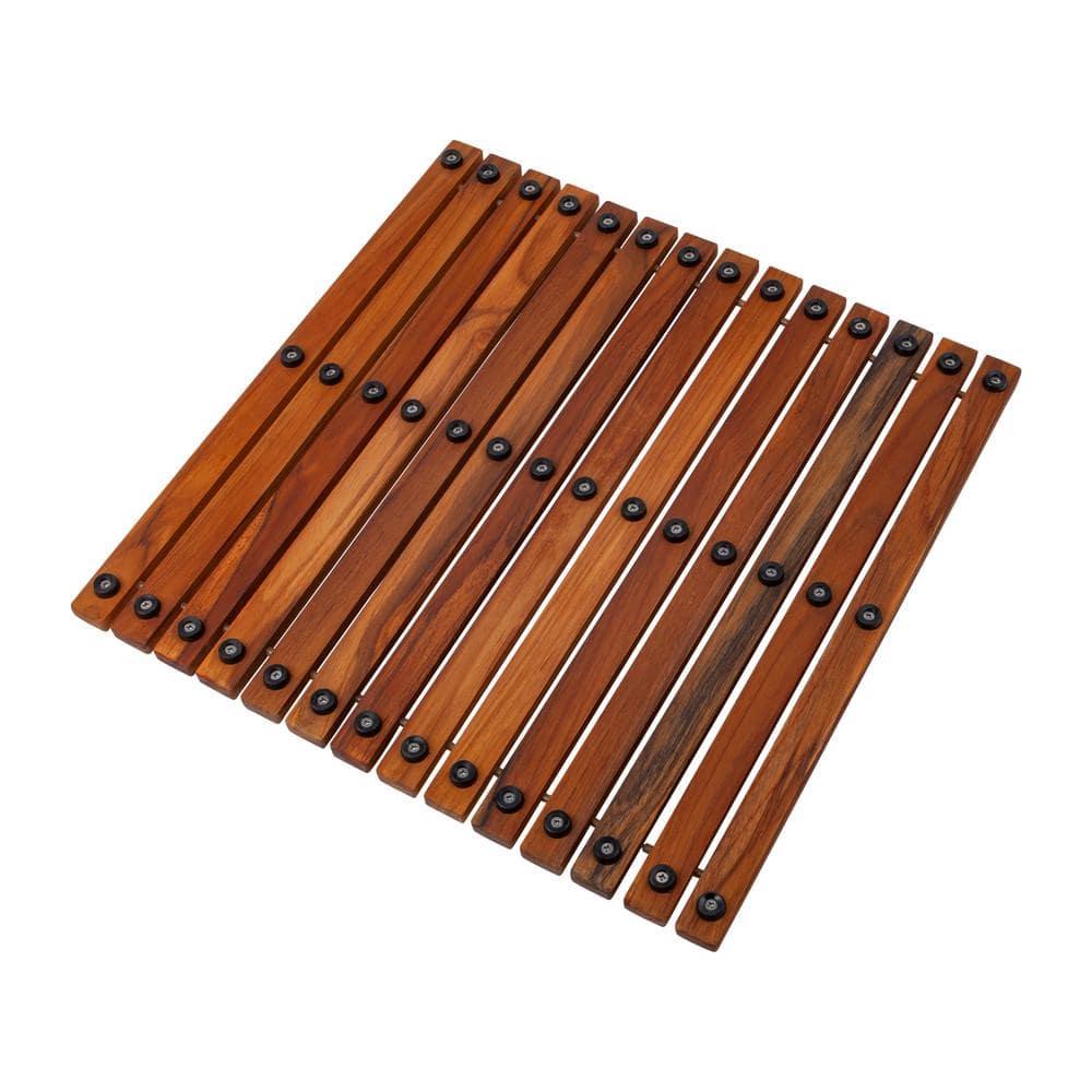 Nordic Teak 19.6" x 19.6" Oiled Shower and Bath String Mat - Brown