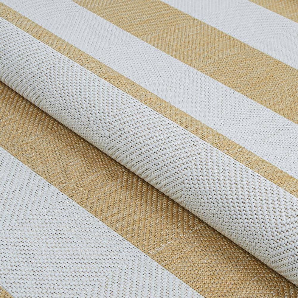 Couristan Afuera Yacht Club 2' x 3'7" Butterscotch and Ivory Stripe Outdoor Rectangle Rug