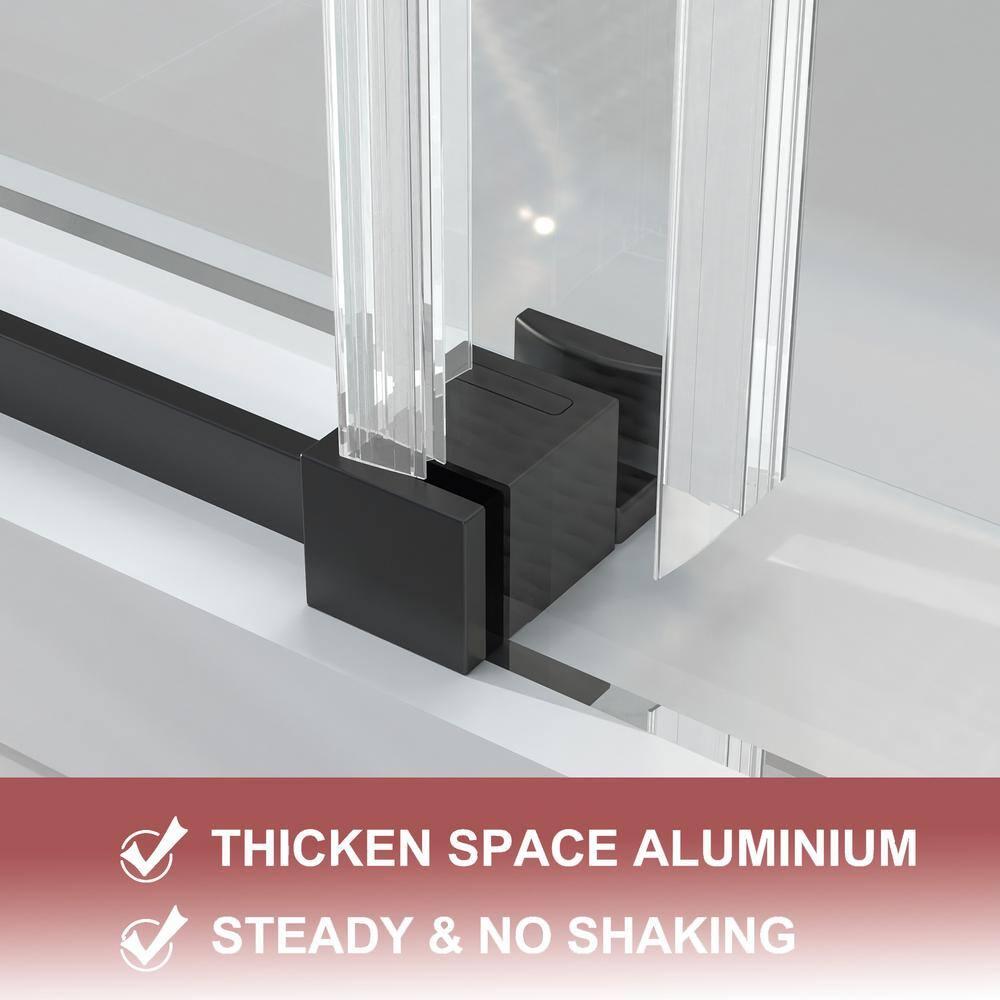 LONNI-STYLE 56 - 60 in. W x 58 in. H Frameless Sliding Bathtub Door  with Clear SGCC Tempered Glass LONY6058S04CMB