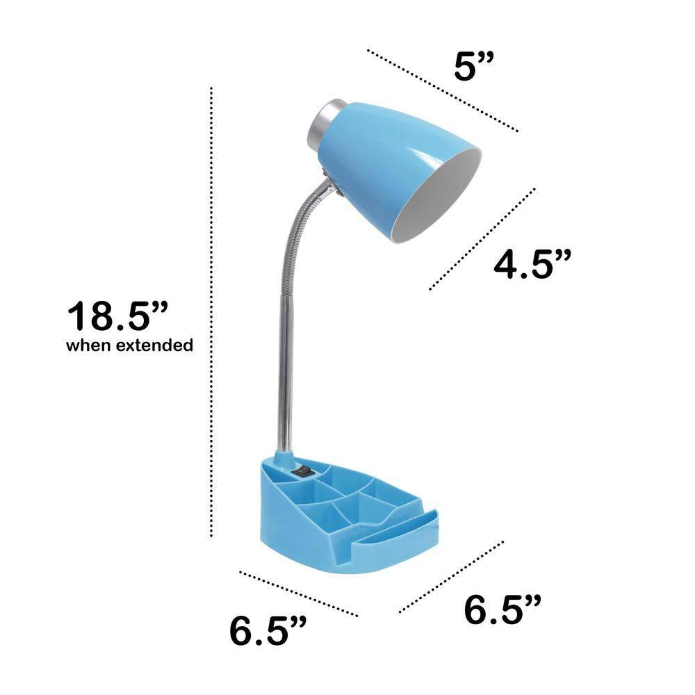 Creekwood Home 18.5" Flexible Gooseneck Organizer Desk Lamp with Phone/iPad/Tablet Stand Blue