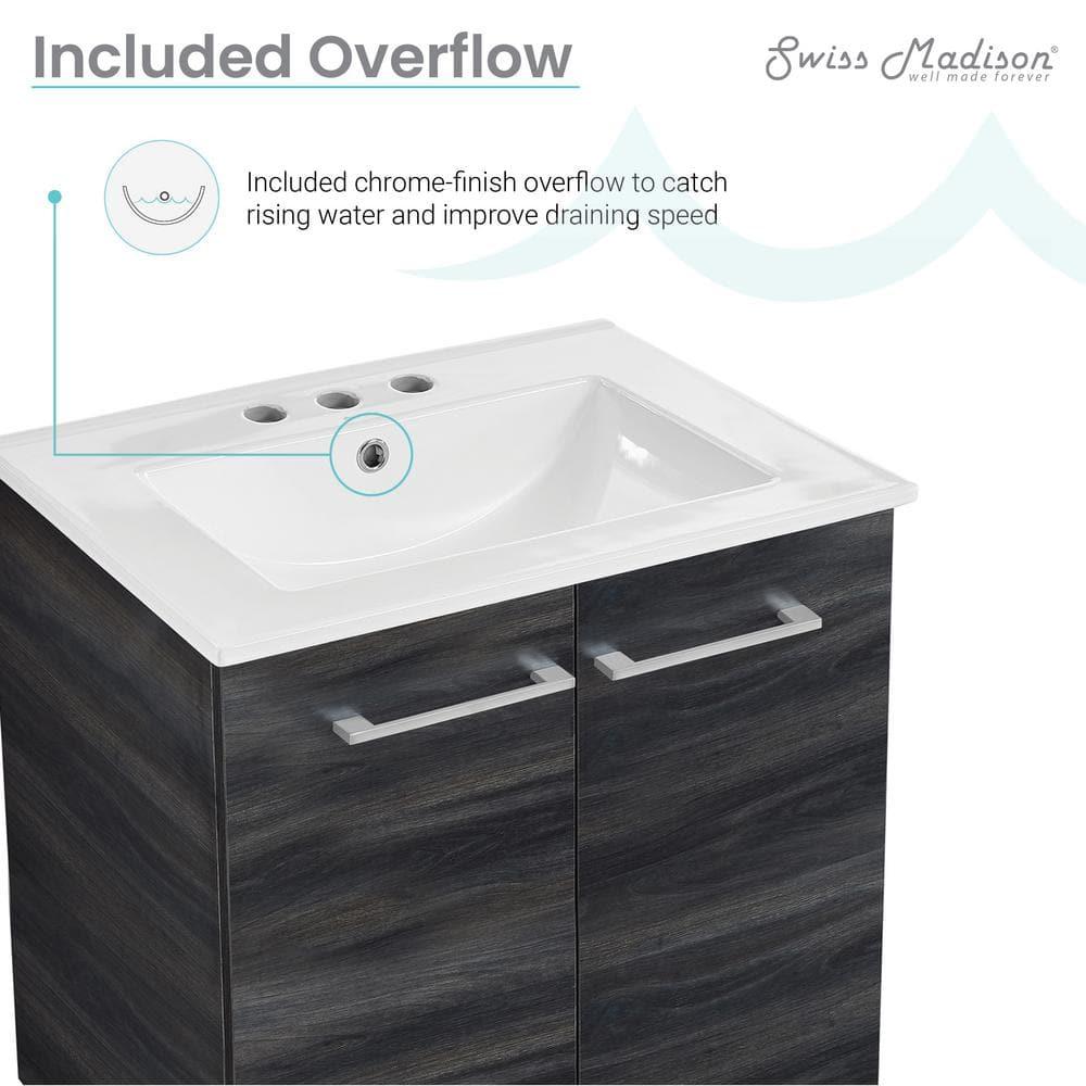 Annecy 24 In. Bathroom Vanity With Ceramic Sink Top