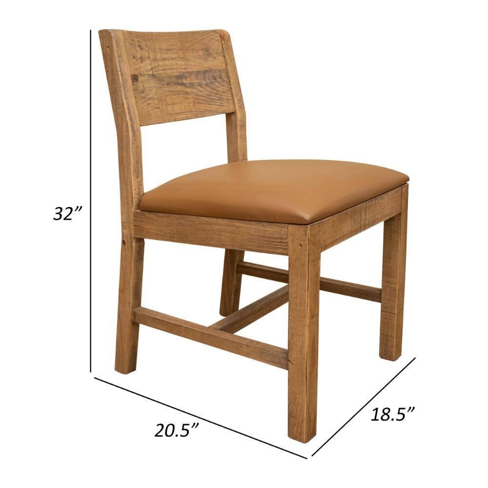 International Furniture Direct Tulum Solid Wood Chair With Upholstered Seat (Set of 2)