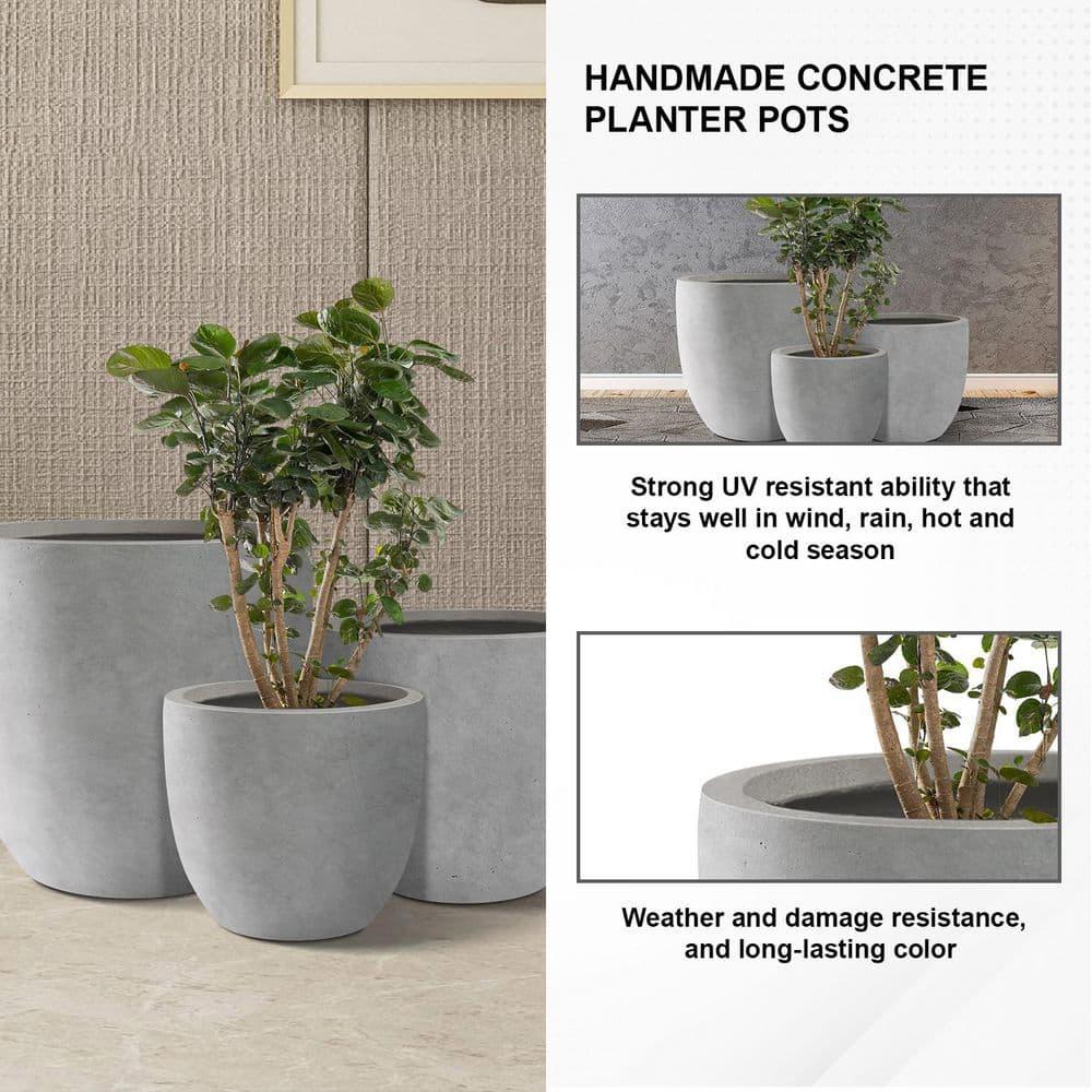 Kante Kante 3 Piece 18", 14", and 10"W Round Planters, Outdoor Indoor Modern Planter Pots, Lightweight, Weather Resistant, Seamless with Drainage Hole Set